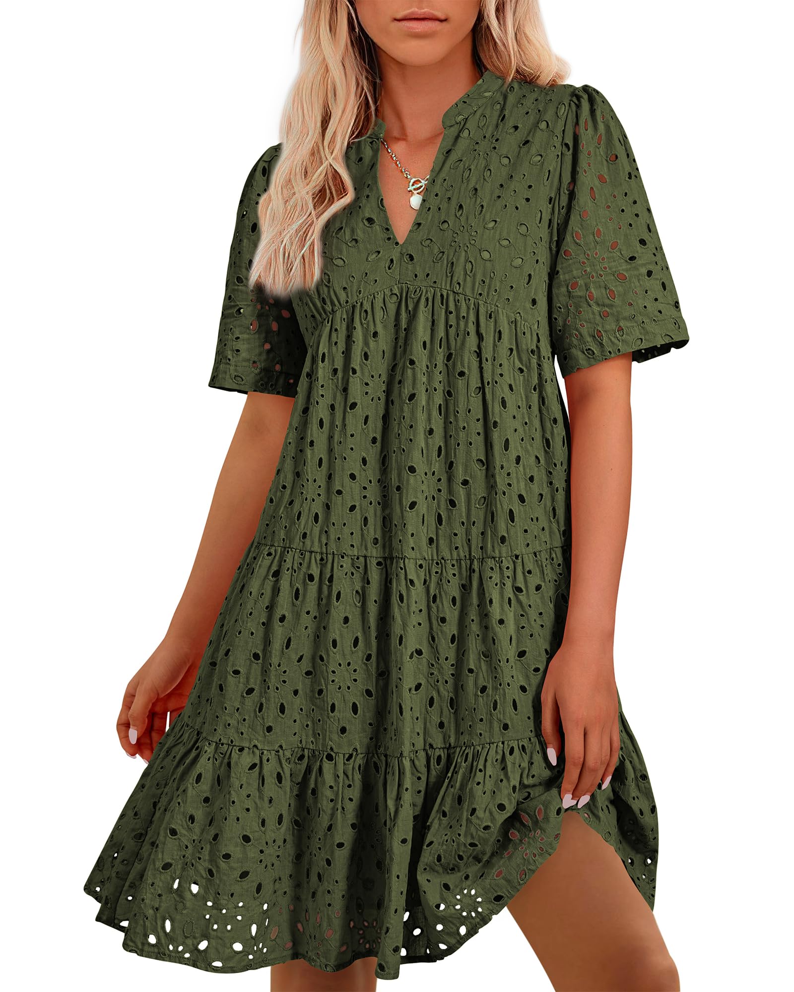 Foto 2 pulgar | Vestido Casual Btfbm Para Mujer, Bohemio, Verano, Cuello En V, Manga Corta - Venta Internacional.