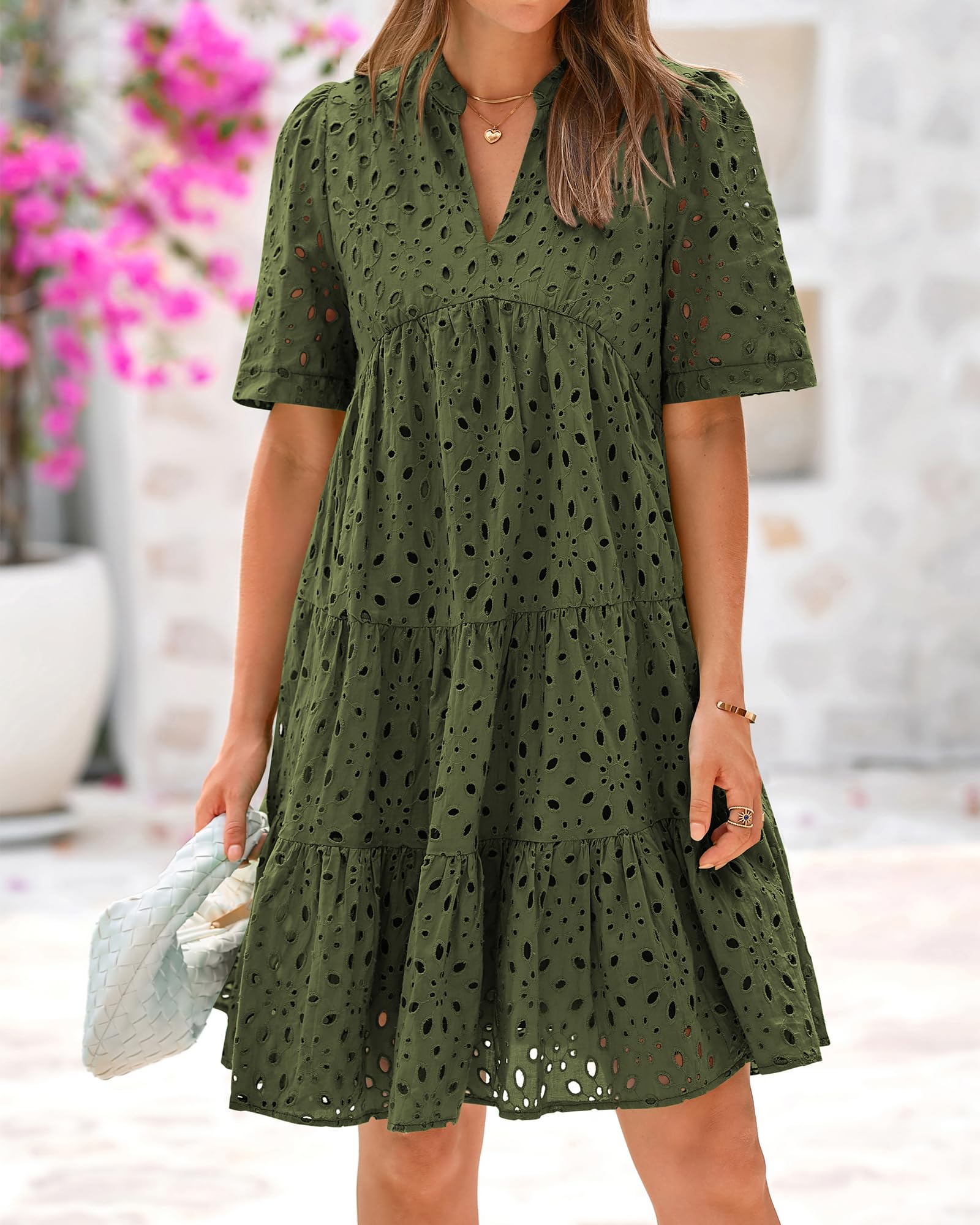 Foto 3 pulgar | Vestido Casual Btfbm Para Mujer, Bohemio, Verano, Cuello En V, Manga Corta - Venta Internacional.
