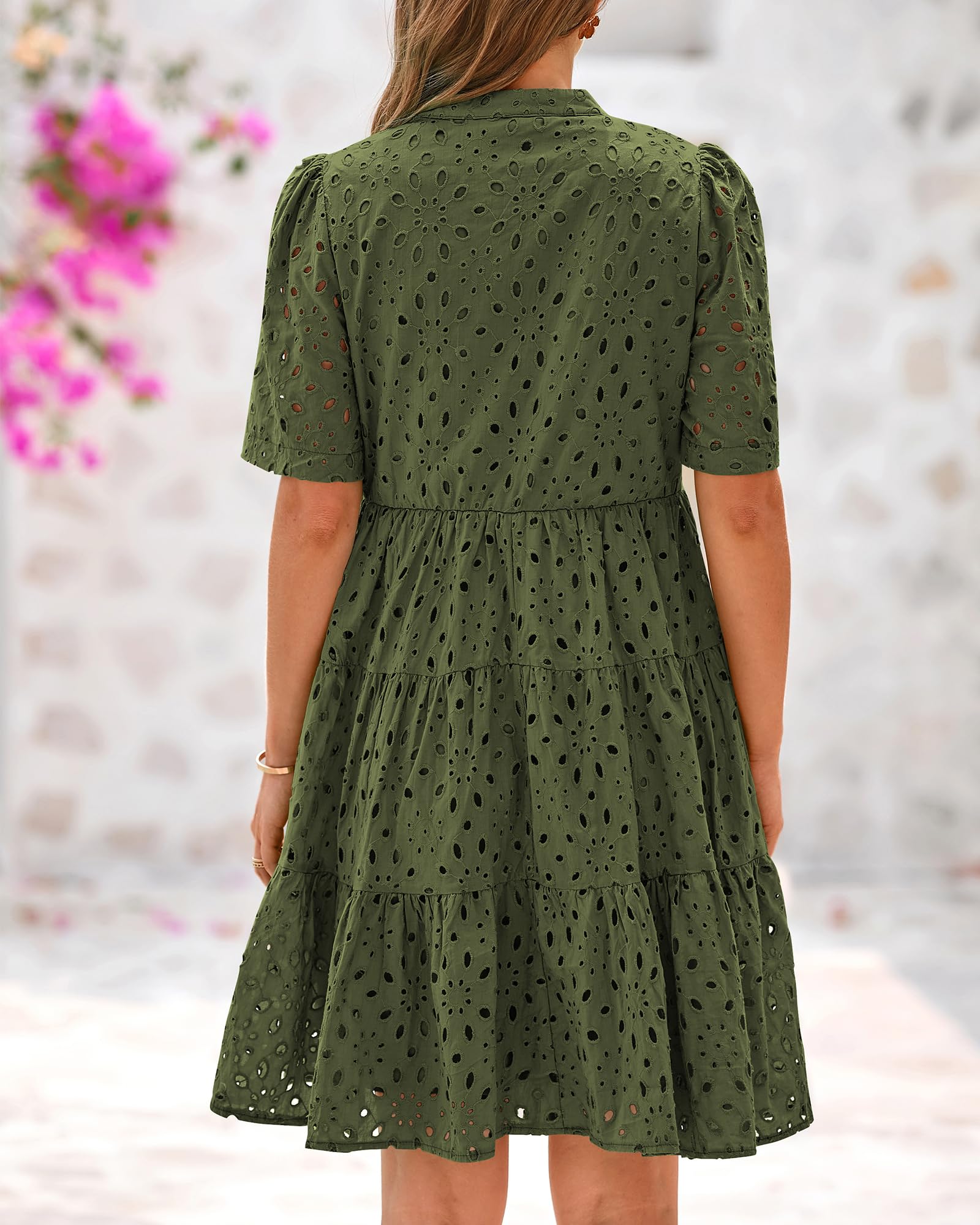 Foto 4 pulgar | Vestido Casual Btfbm Para Mujer, Bohemio, Verano, Cuello En V, Manga Corta - Venta Internacional.