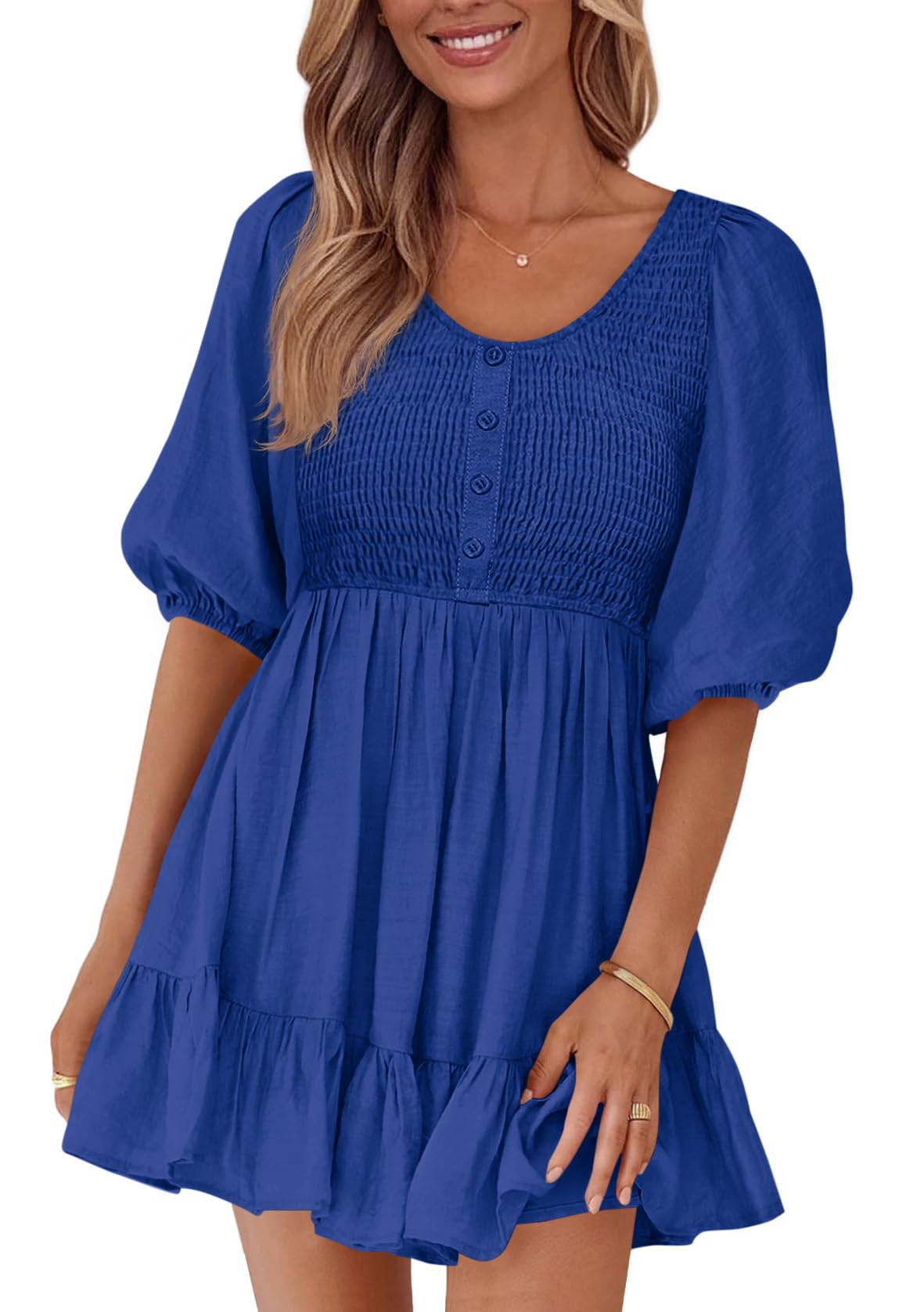Foto 2 pulgar | Vestido Btfbm Spring Empire Cintura Para Mujer 2025 Verano Azul - Venta Internacional.