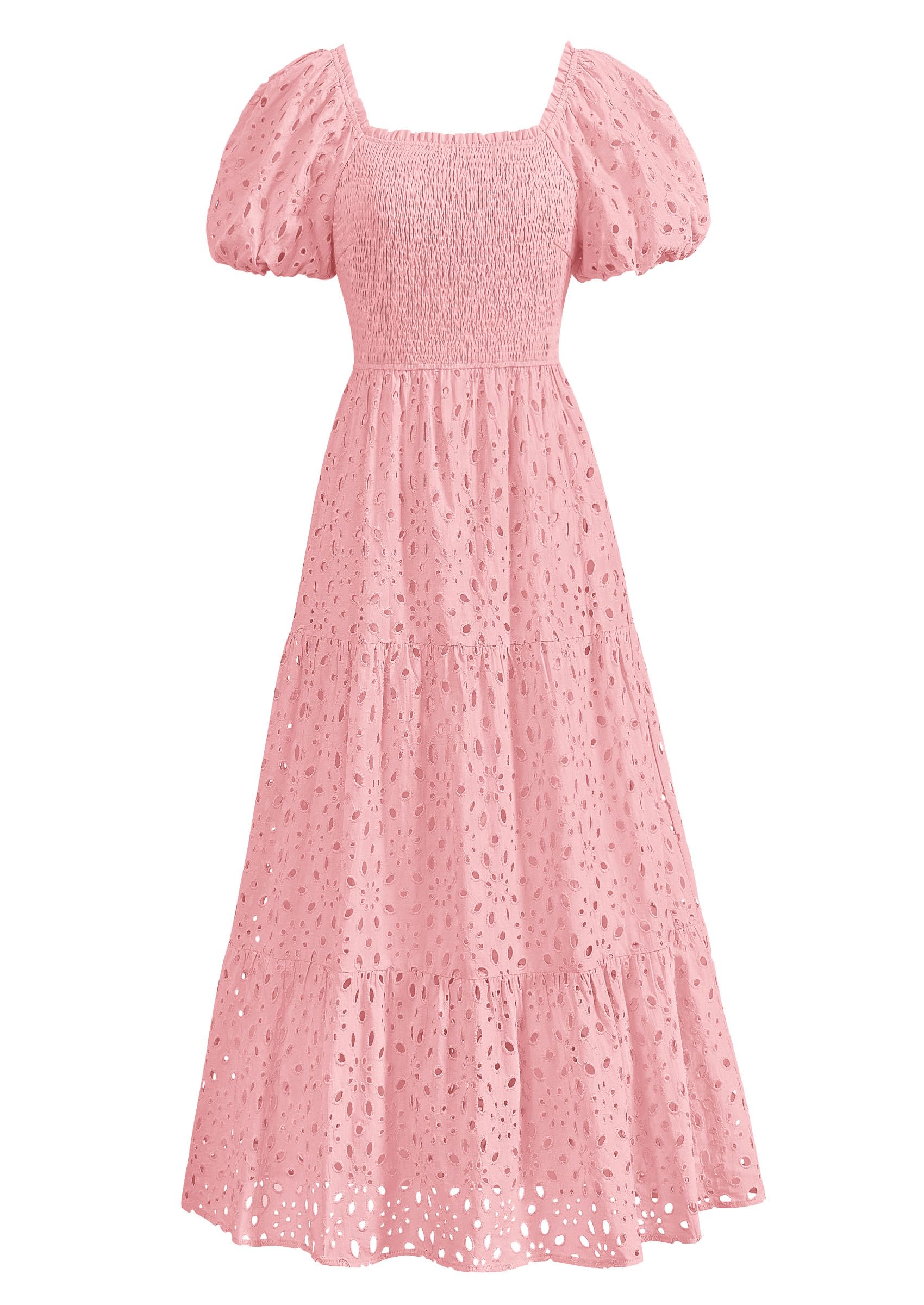 Foto 1 | Vestido De Verano Prettygarden 2025 Con Ojales Y Cuello Cuadrado Y Manga Abullonada - Venta Internacional.
