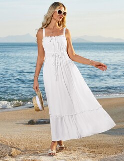 Foto 2 | Vestido Grace Karin, Casual, De Verano, Bohemio, Línea A, Maxi Poliéster Blanco - Venta Internacional.