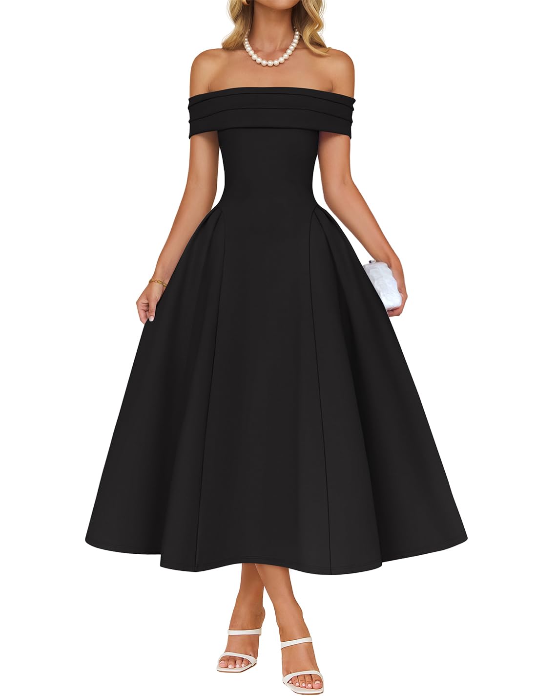 Foto 2 pulgar | Vestido De Cóctel Zesica Elegante Con Hombros Descubiertos, Línea A, Negro S - Venta Internacional.