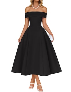 Foto 1 | Vestido De Cóctel Zesica Elegante Con Hombros Descubiertos, Línea A, Negro S - Venta Internacional.