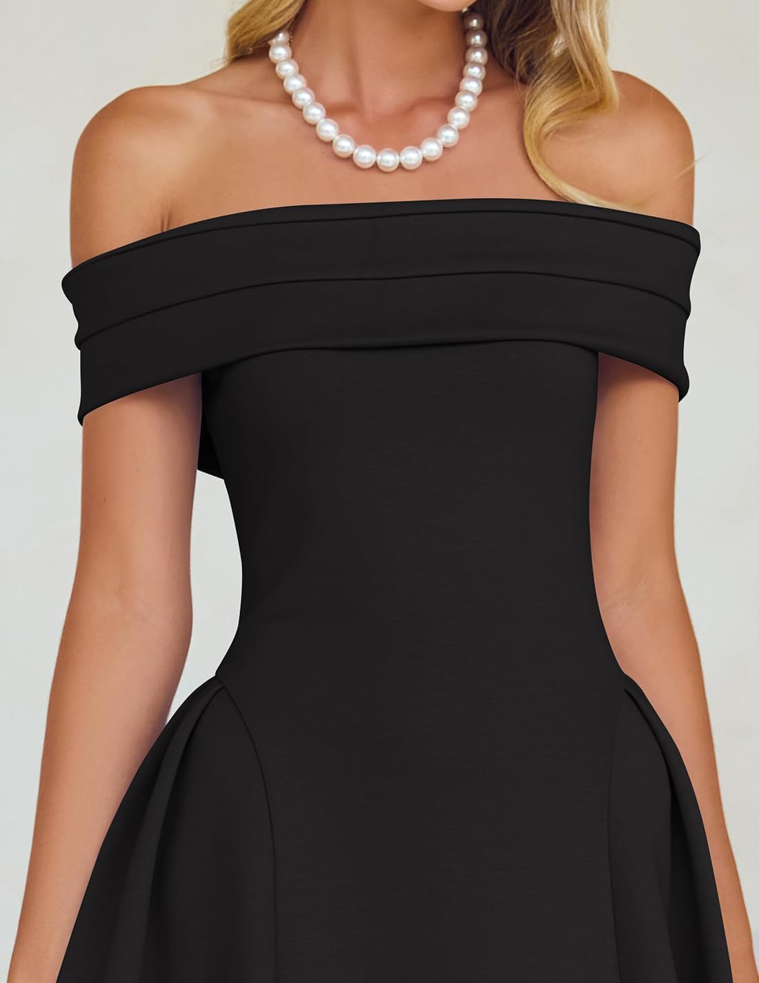 Foto 6 pulgar | Vestido De Cóctel Zesica Elegante Con Hombros Descubiertos, Línea A, Negro S - Venta Internacional.
