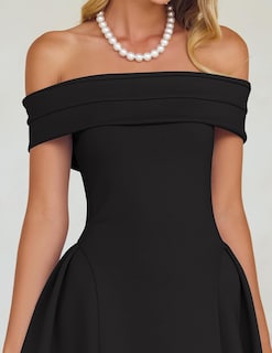 Foto 5 | Vestido De Cóctel Zesica Elegante Con Hombros Descubiertos, Línea A, Negro S - Venta Internacional.