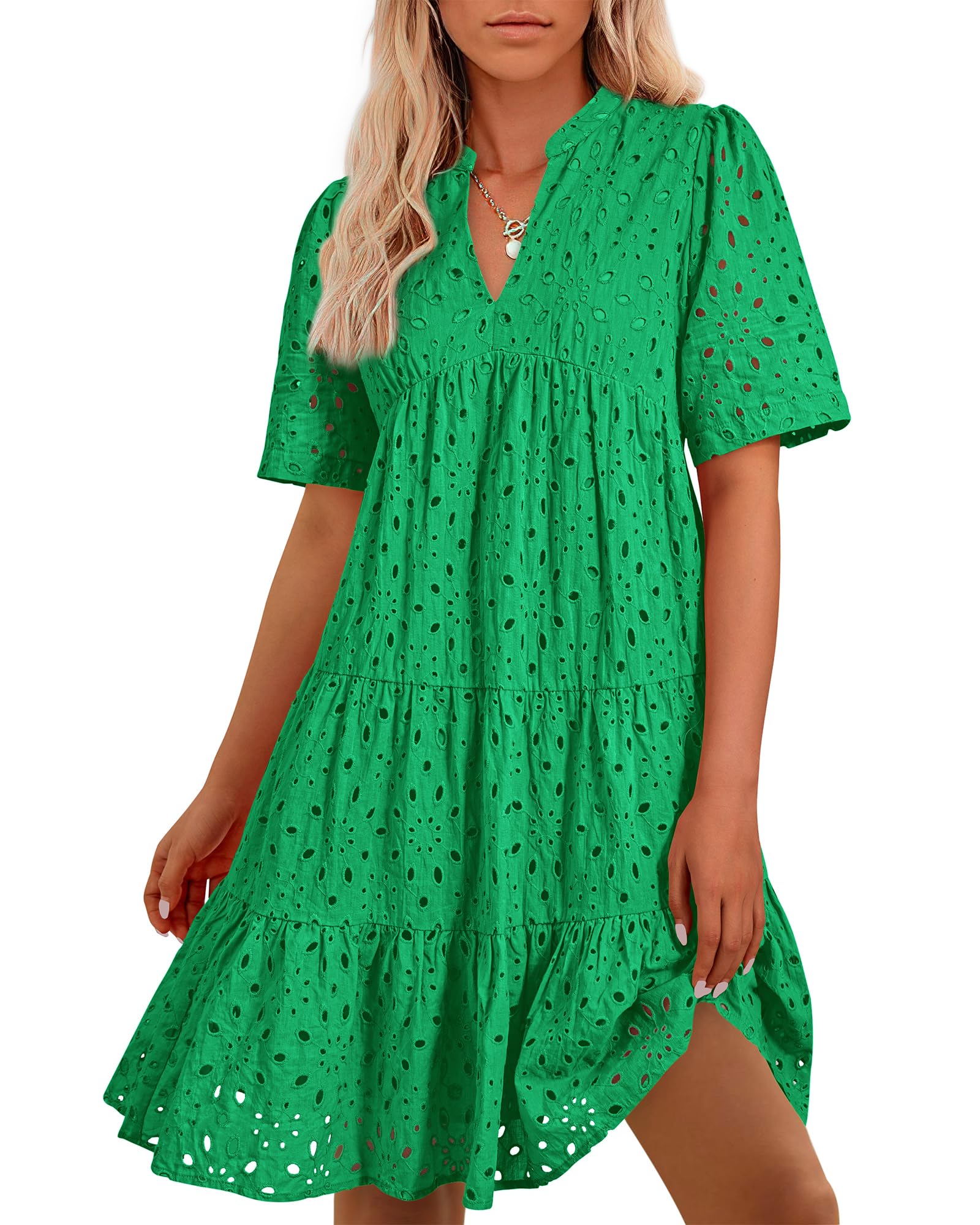 Foto 2 pulgar | Vestido Casual Btfbm Para Mujer, Bohemio, Verano, Cuello En V, Verde, Algodón - Venta Internacional.