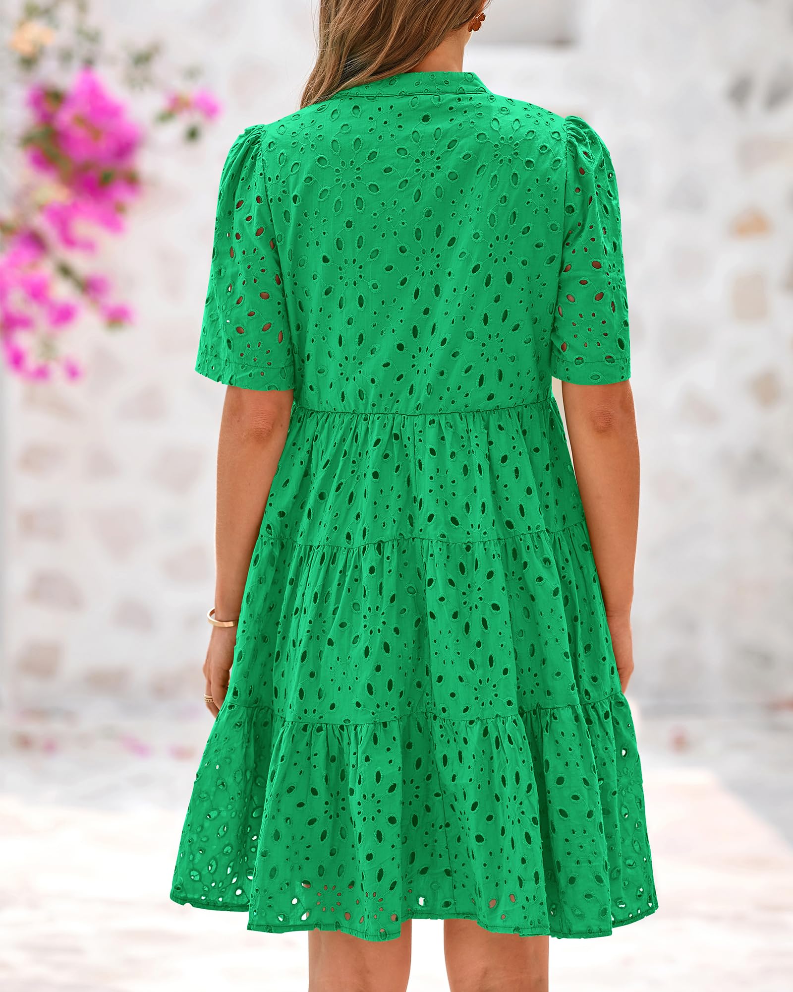 Foto 4 pulgar | Vestido Casual Btfbm Para Mujer, Bohemio, Verano, Cuello En V, Verde, Algodón - Venta Internacional.
