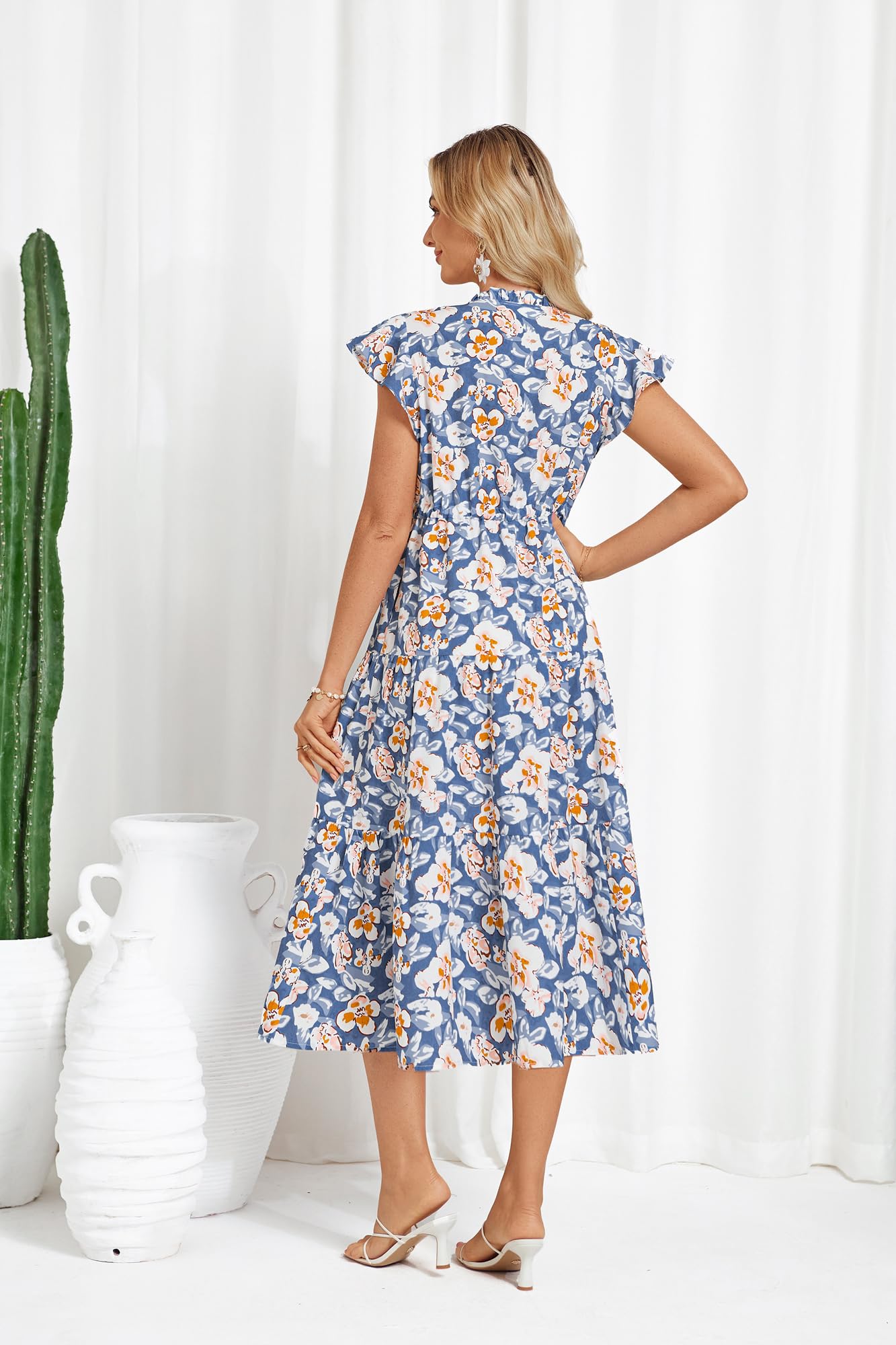 Foto 4 pulgar | Vestido Midi Grace Karin Con Cuello En V Y Estampado Floral Para Mujer - Venta Internacional.