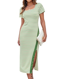 Foto 1 | Vestido Ajustado A Media Pierna Grace Karin, Manga Corta, Cuello Cuadrado, Verde - Venta Internacional.