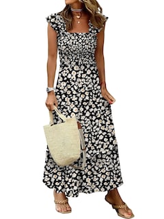 Foto 1 | Vestido Largo Anrabess Sin Mangas Con Cuello Cuadrado Y Estampado Floral - Venta Internacional.