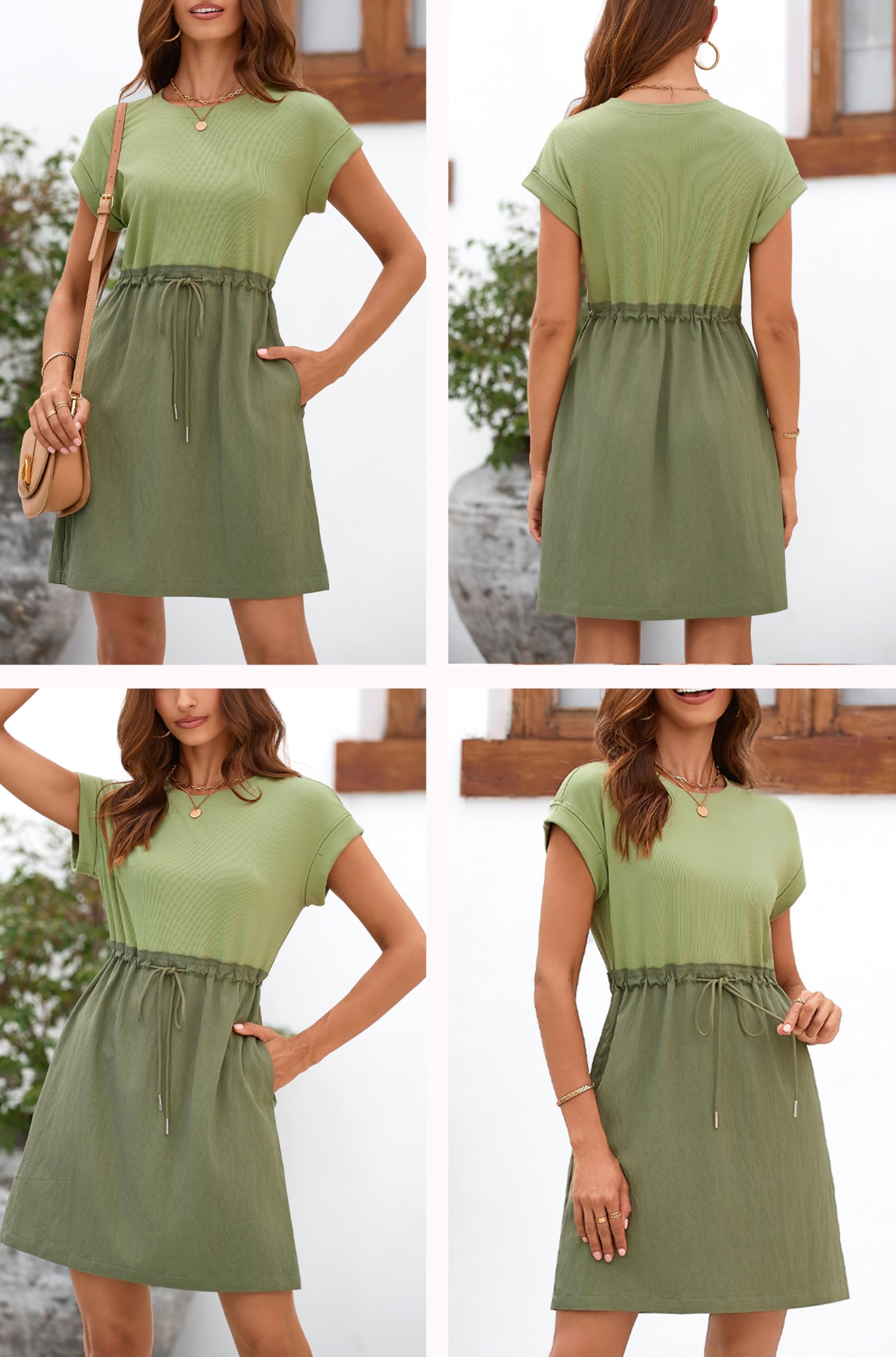Foto 6 pulgar | Vestido Blencot De Manga Corta Casual De Verano Para Mujer P2309 - Venta Internacional.