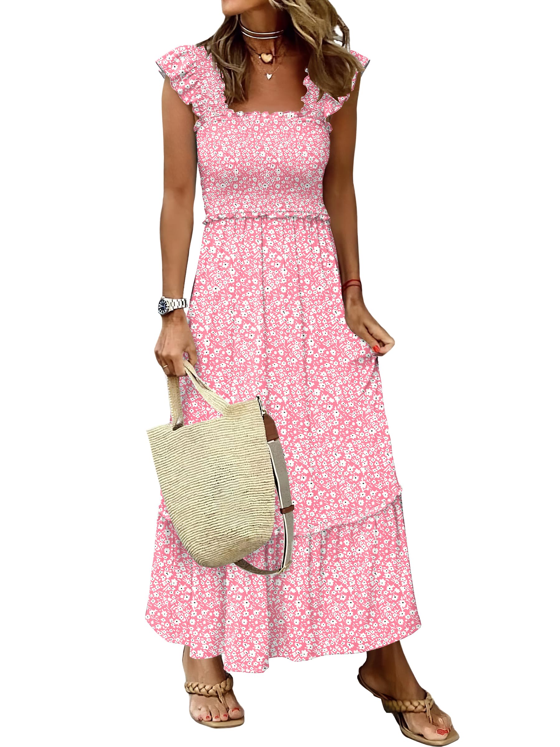 Foto 2 pulgar | Vestido Largo Anrabess Sin Mangas Con Cuello Cuadrado Para Mujer - Venta Internacional.