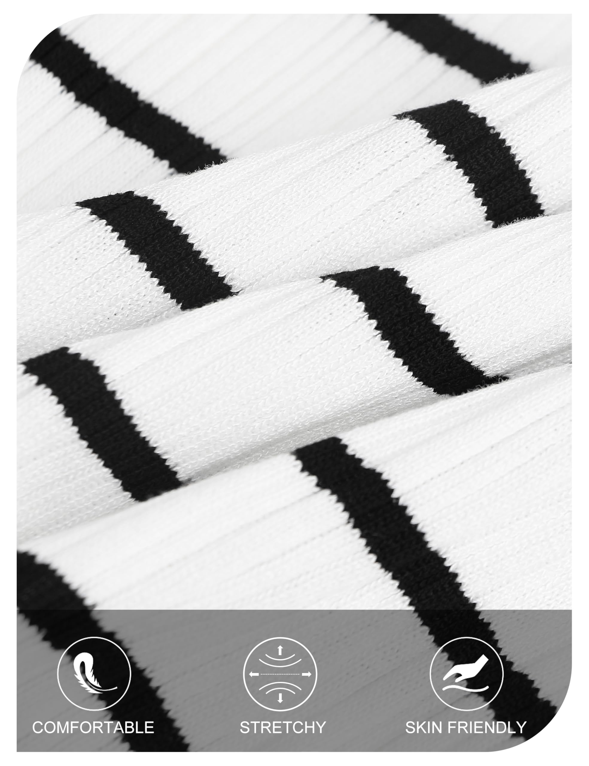 Foto 8 pulgar | Vestido Largo Merokeety 2025 A Rayas De Punto Acanalado Blanco Para Mujer - Venta Internacional.
