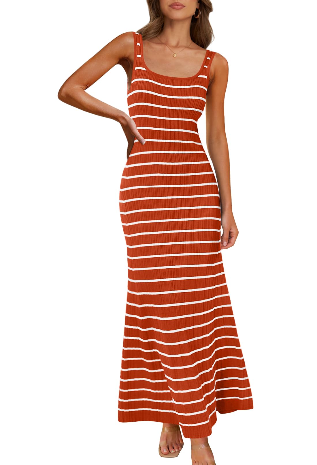 Vestido Largo Merokeety 2025 Sin Mangas De Verano A Rayas Oxidado Xl - Venta Internacional.