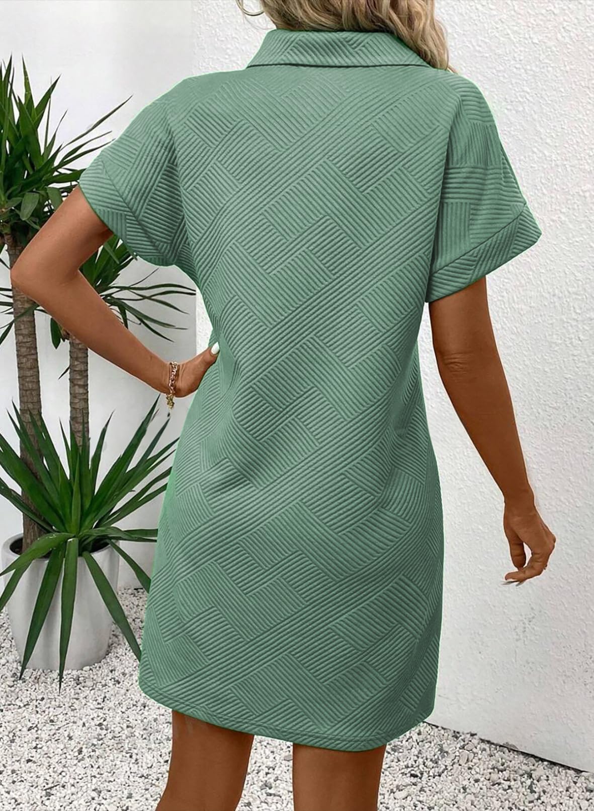 Foto 4 pulgar | Vestido Acelit Primavera-verano Con Cuello De Solapa Para Mujer, Verde, Talla M - Venta Internacional.