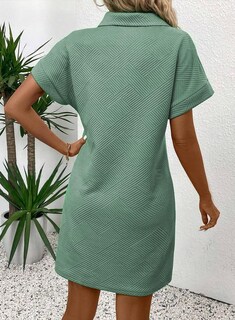 Foto 3 | Vestido Acelit Primavera-verano Con Cuello De Solapa Para Mujer, Verde, Talla M - Venta Internacional.