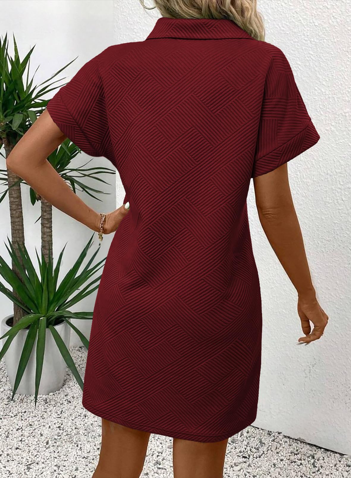 Foto 4 pulgar | Vestido Acelit Primavera-verano Con Cuello De Solapa Para Mujer, Color Rojo, Talla S - Venta Internacional.