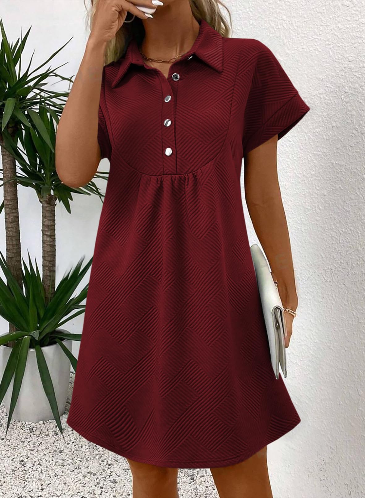 Foto 5 pulgar | Vestido Acelit Primavera-verano Con Cuello De Solapa Para Mujer, Color Rojo, Talla S - Venta Internacional.