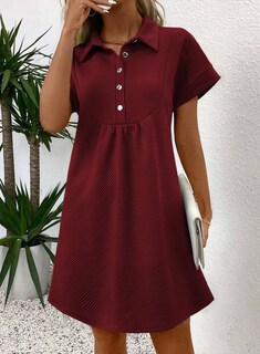 Foto 4 | Vestido Acelit Primavera-verano Con Cuello De Solapa Para Mujer, Color Rojo, Talla S - Venta Internacional.