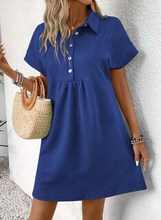 Foto 2 | Vestido Acelit Primavera-verano Con Cuello De Solapa Para Mujer, Azul, Talla S - Venta Internacional.