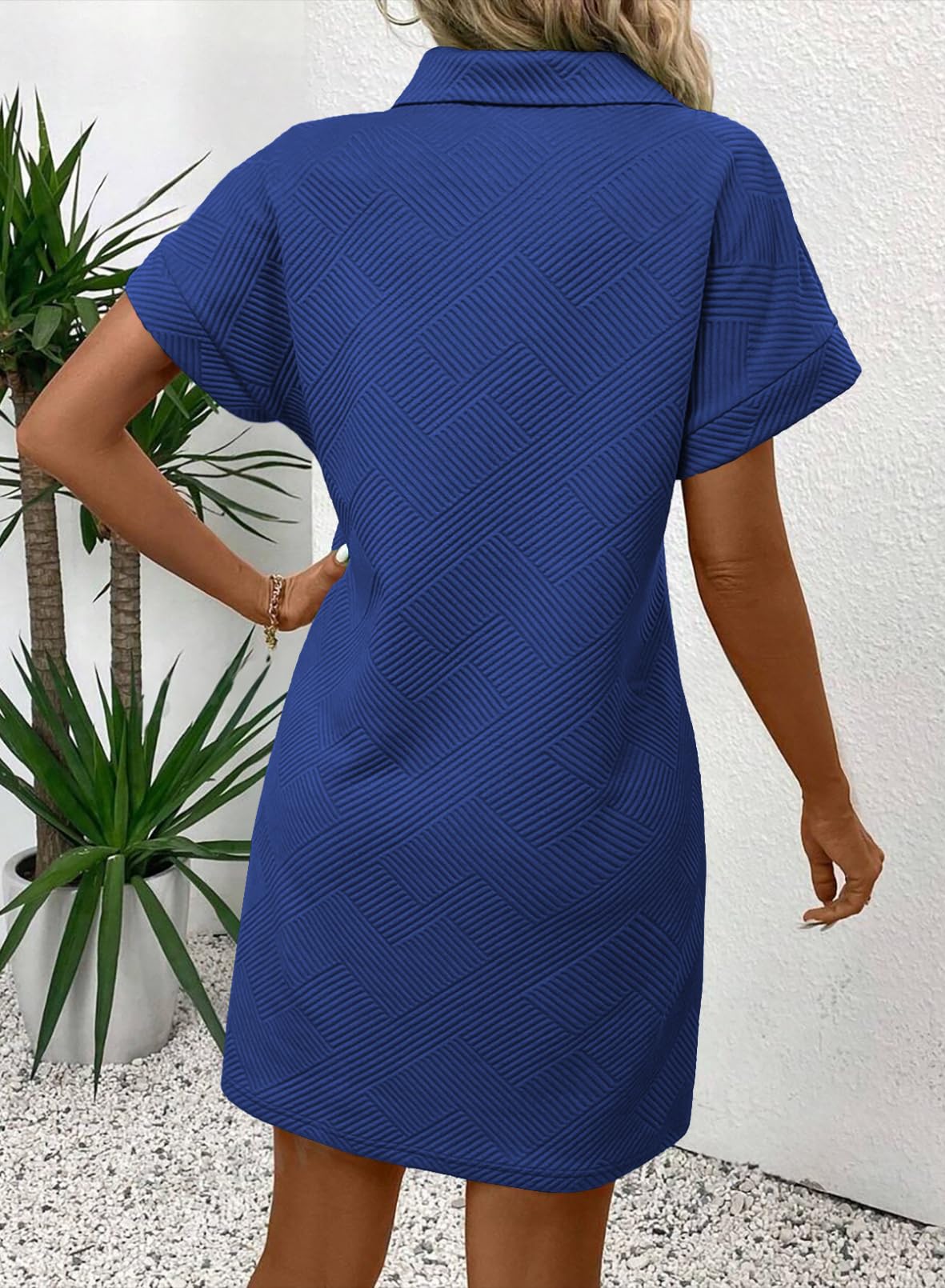Foto 4 pulgar | Vestido Acelit Primavera-verano Con Cuello De Solapa Para Mujer, Azul, Talla S - Venta Internacional.