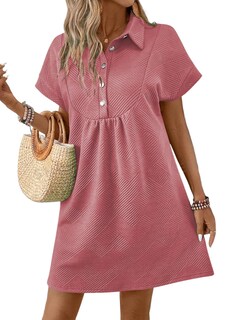 Foto 1 | Vestido Acelit Primavera-verano Con Cuello De Solapa Para Mujer, Color Rosa S - Venta Internacional.