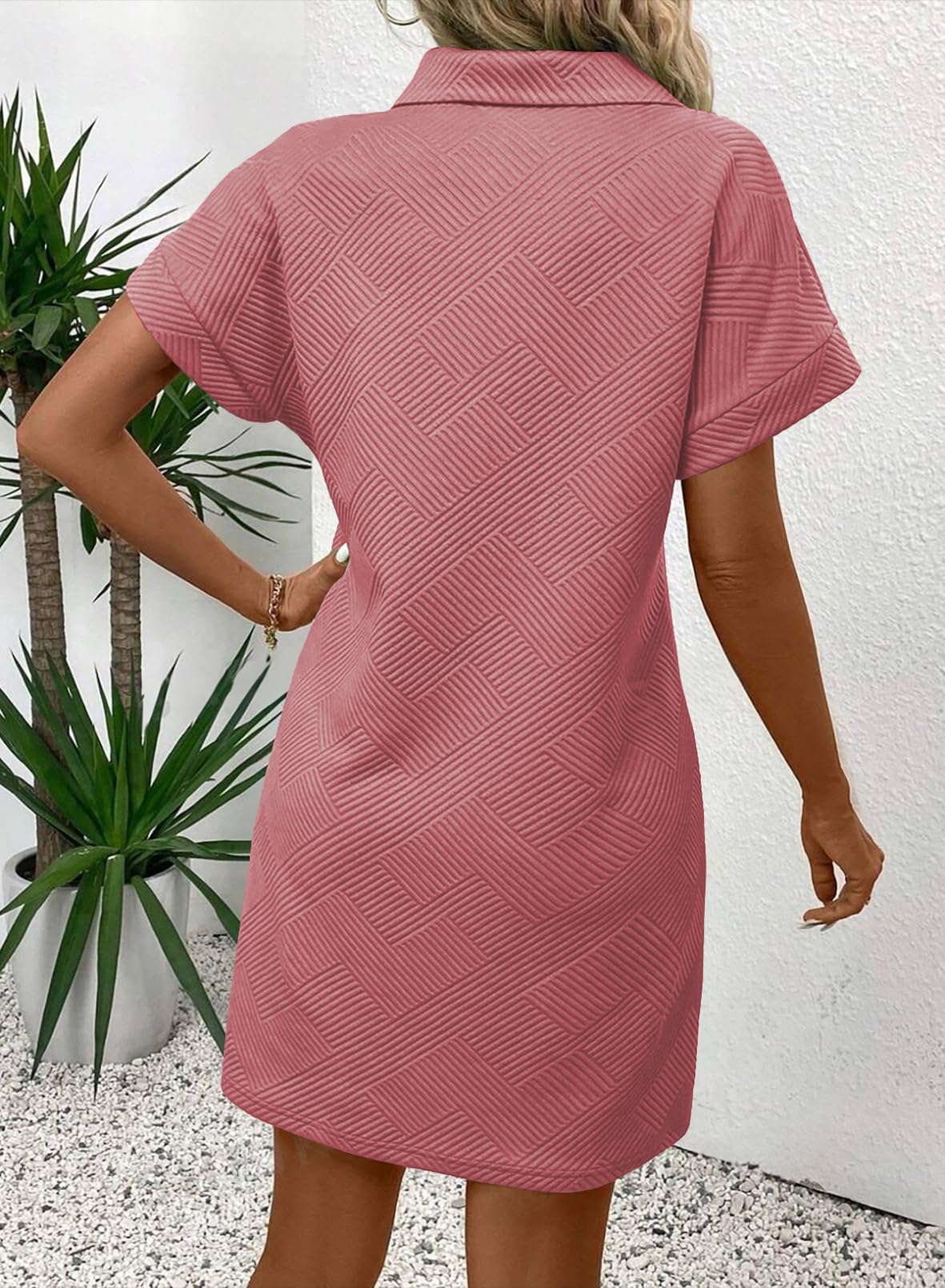 Foto 4 pulgar | Vestido Acelit Primavera-verano Con Cuello De Solapa Para Mujer, Color Rosa S - Venta Internacional.