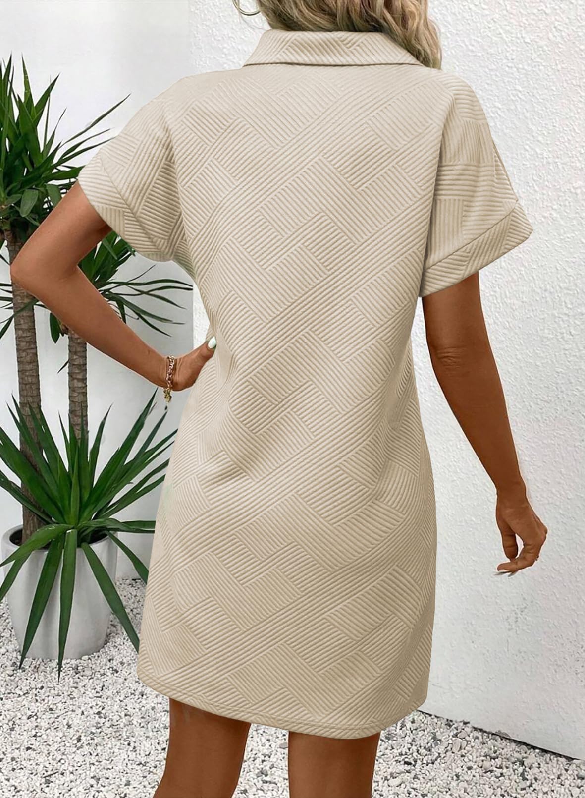 Foto 4 pulgar | Vestido Acelit Primavera-verano Con Cuello De Solapa Para Mujer, Color Beige Xl - Venta Internacional.