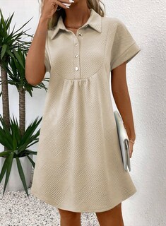 Foto 4 | Vestido Acelit Primavera-verano Con Cuello De Solapa Para Mujer, Color Beige Xl - Venta Internacional.
