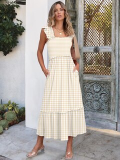 Foto 3 | Vestido Largo Anrabess Sin Mangas Con Cuello Cuadrado Para Mujer - Venta Internacional.