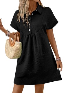 Foto 1 | Vestido Acelit Primavera-verano Con Cuello De Solapa Para Mujer, Negro Xl - Venta Internacional.
