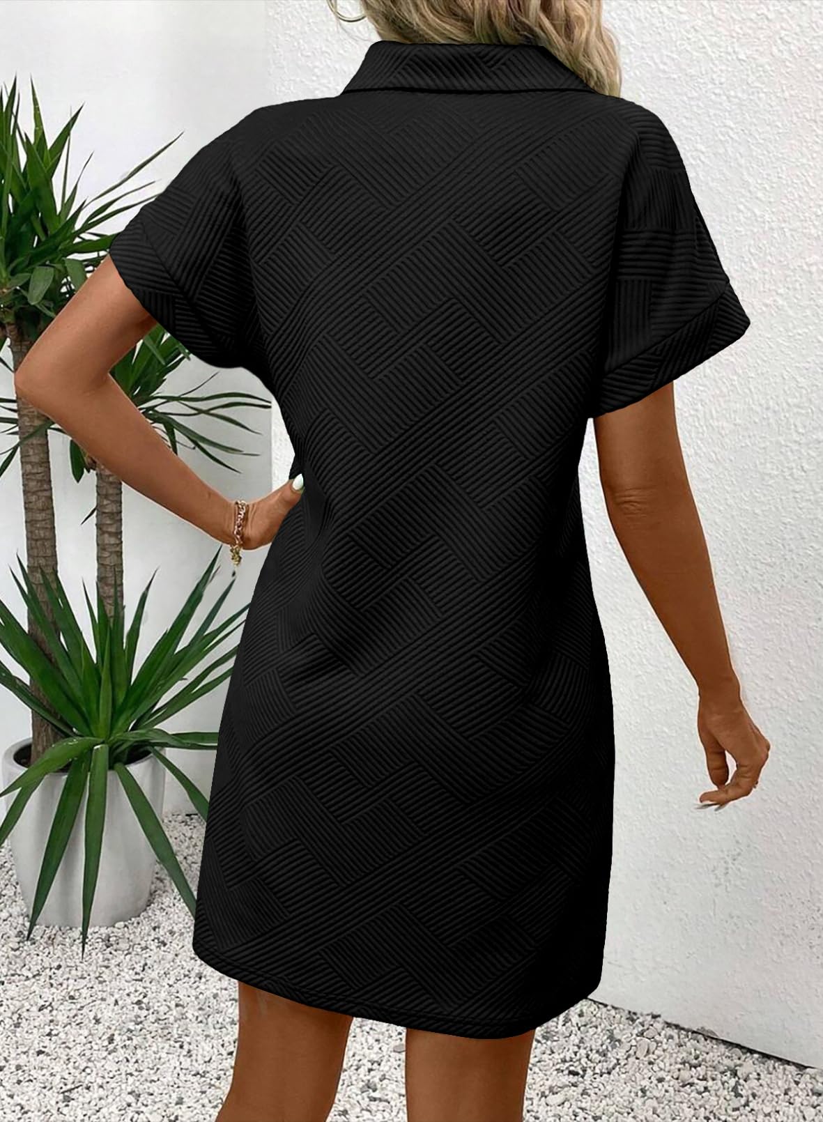 Foto 4 pulgar | Vestido Acelit Primavera-verano Con Cuello De Solapa Para Mujer, Negro Xl - Venta Internacional.