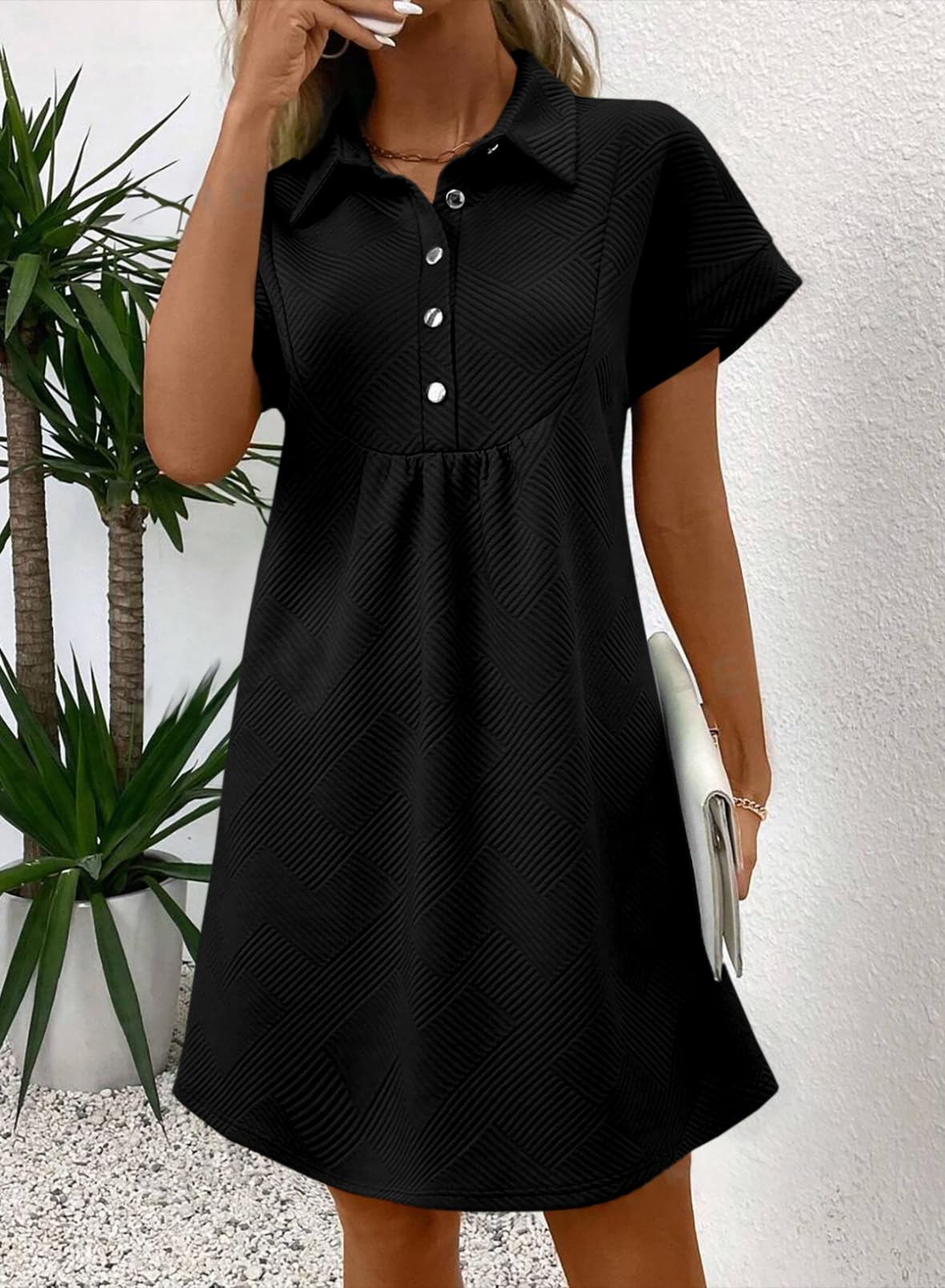 Foto 5 pulgar | Vestido Acelit Primavera-verano Con Cuello De Solapa Para Mujer, Negro Xl - Venta Internacional.