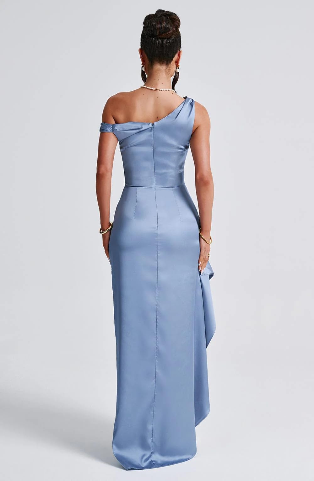 Foto 4 | Vestido De Fiesta Largo De Satén Con Estampado De Lphirkut Para Dama De Honor 2024, Verde Aguamarina - Venta Interna