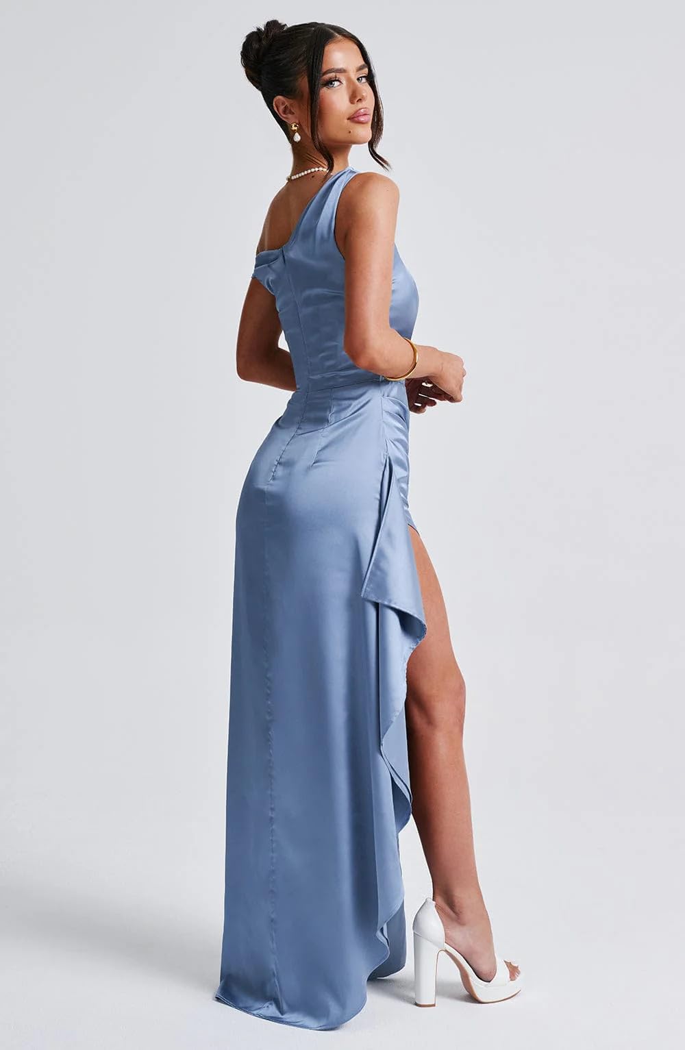 Foto 5 | Vestido De Fiesta Largo De Satén Con Estampado De Lphirkut Para Dama De Honor 2024, Verde Aguamarina - Venta Interna