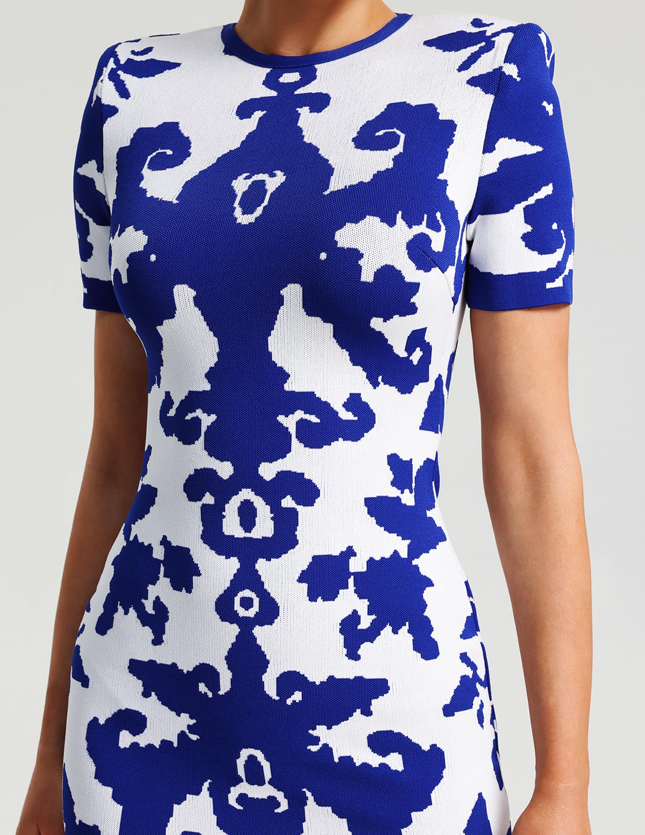 Foto 6 pulgar | Vestido Largo Ajustado Bella Barnett Con Vendaje De Jacquard Azul - Venta Internacional.