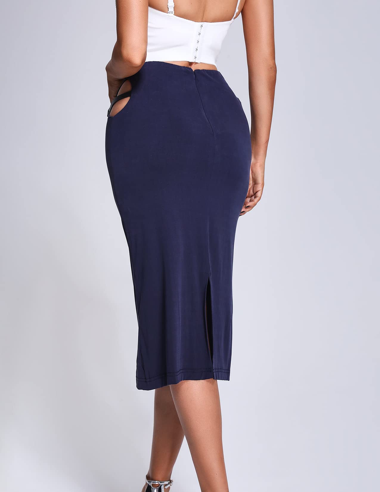Foto 6 pulgar | Falda Midi Bella Barnett Estilo Azul Oscuro Con Recorte De Estilo Azul Oscuro Para Mujer - Venta Internacional.