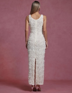 Foto 3 | Vestido De Noche Bella Barnett Exquisito Maxi Blanco Con Cuello En V - Venta Internacional.