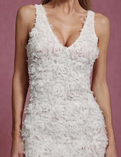 Foto 5 | Vestido De Noche Bella Barnett Exquisito Maxi Blanco Con Cuello En V - Venta Internacional.