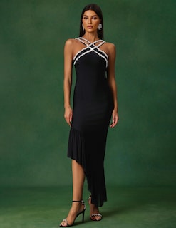Foto 2 | Vestido De Cóctel Bella Barnett Unique Halter Style Black - Venta Internacional.