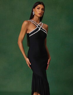 Foto 5 | Vestido De Cóctel Bella Barnett Unique Halter Style Black - Venta Internacional.