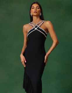 Foto 7 | Vestido De Cóctel Bella Barnett Unique Halter Style Black - Venta Internacional.
