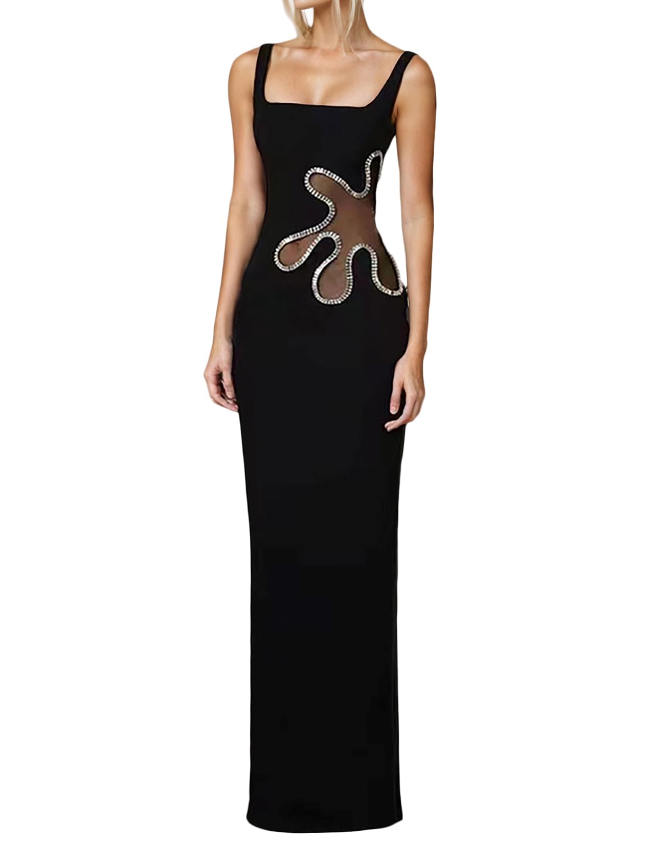 Foto 2 pulgar | Vestido Bella Barnett, Vendaje De Malla Con Tirantes Finos, Negro - Venta Internacional.