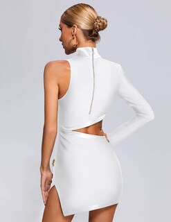 Foto 4 | Vestido Bella Barnett Mini De Manga Larga Con Un Hombro Recortado - Venta Internacional.