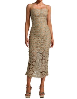 Foto 1 | Vestido Largo Ajustado Bella Barnett Beige Con Abertura Alta Y Abertura Alta - Venta Internacional.