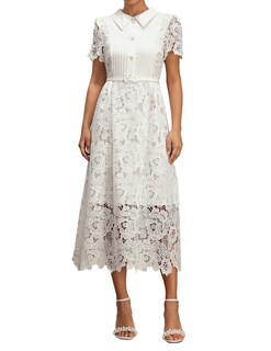 Foto 1 | Vestido Tsukko Elegante De Encaje De Manga Corta Con Cuello Blanco - Venta Internacional.