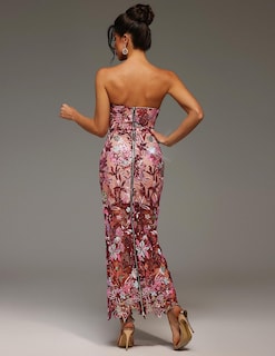 Foto 4 | Vestido Tsukko Maxi Rosa de Lentejuelas sin Tirantes - Venta Internacional