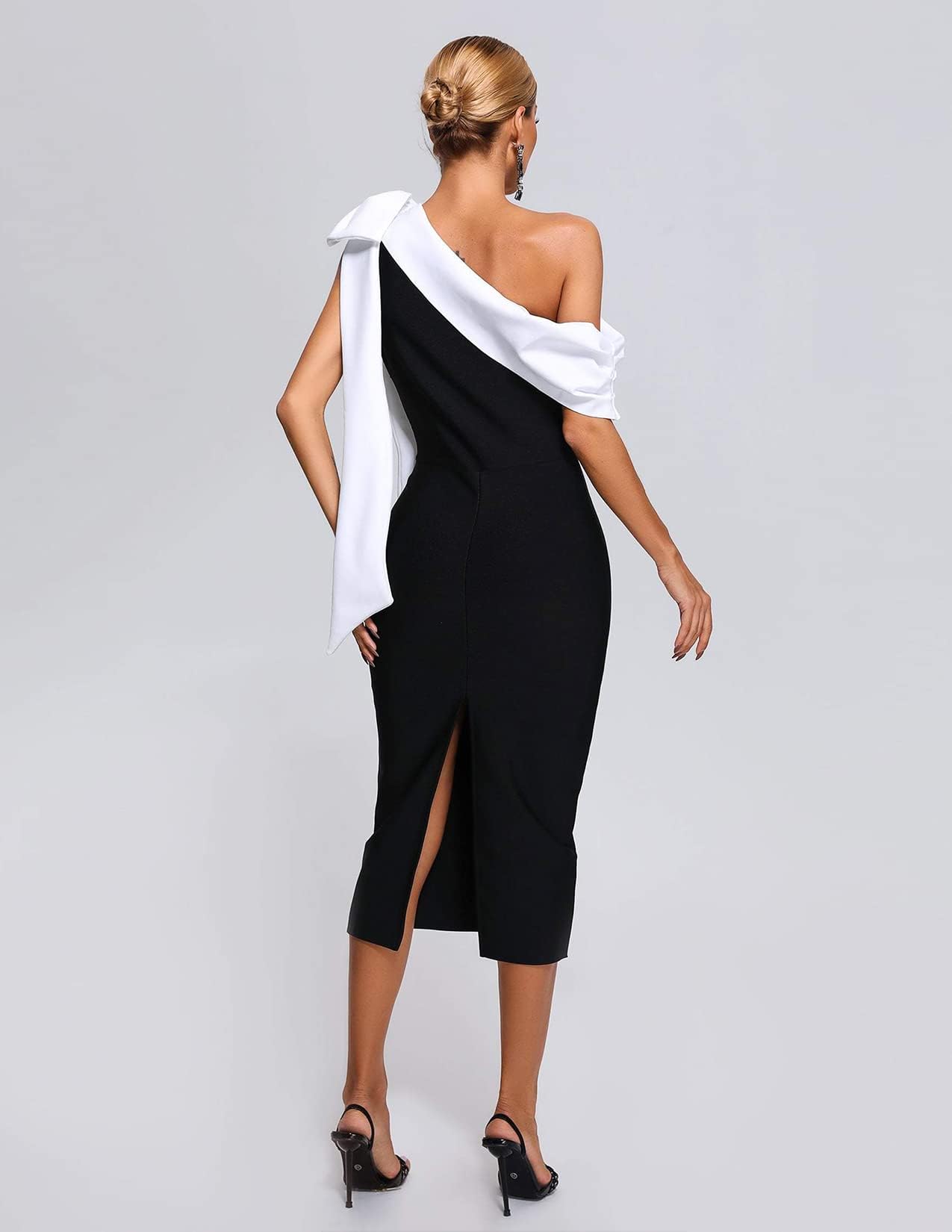 Foto 4 pulgar | Vestido Bella Barnett Con Vendaje Midi, Sexy, Sin Espalda Y Un Solo Hombro - Venta Internacional.
