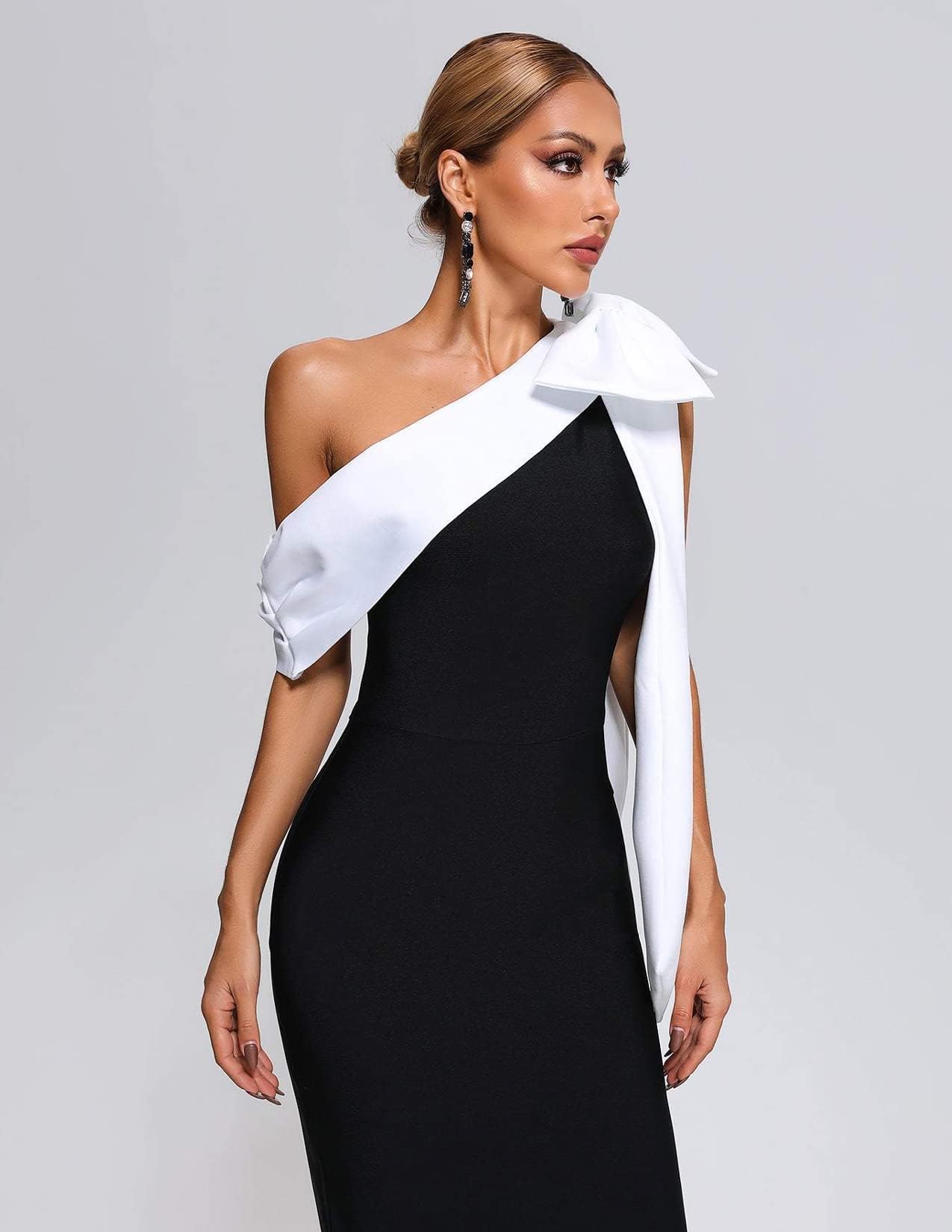 Foto 5 pulgar | Vestido Bella Barnett Con Vendaje Midi, Sexy, Sin Espalda Y Un Solo Hombro - Venta Internacional.